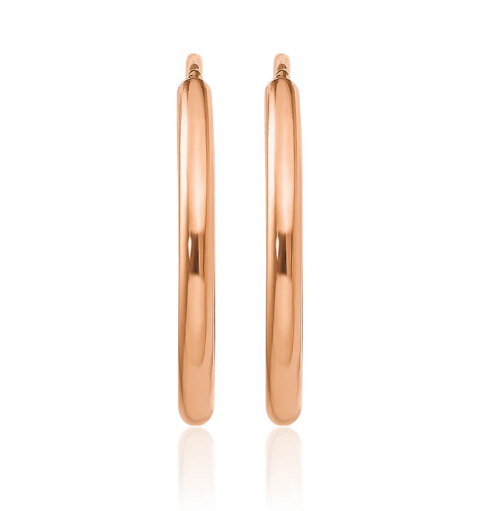 10K Solid Rose Pink Gold Endless Tube Round Small Hoop Earrings