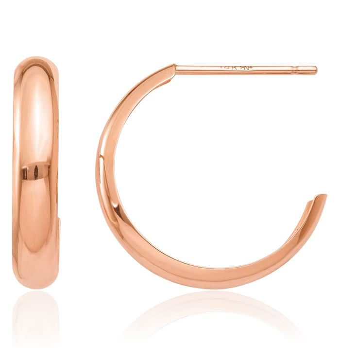 10K Solid Rose Pink Gold Hoop Earrings