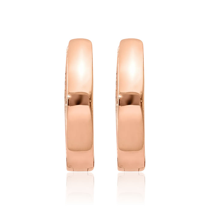 10K Solid Rose Pink Gold Round Huggie Mini Hoop Earrings