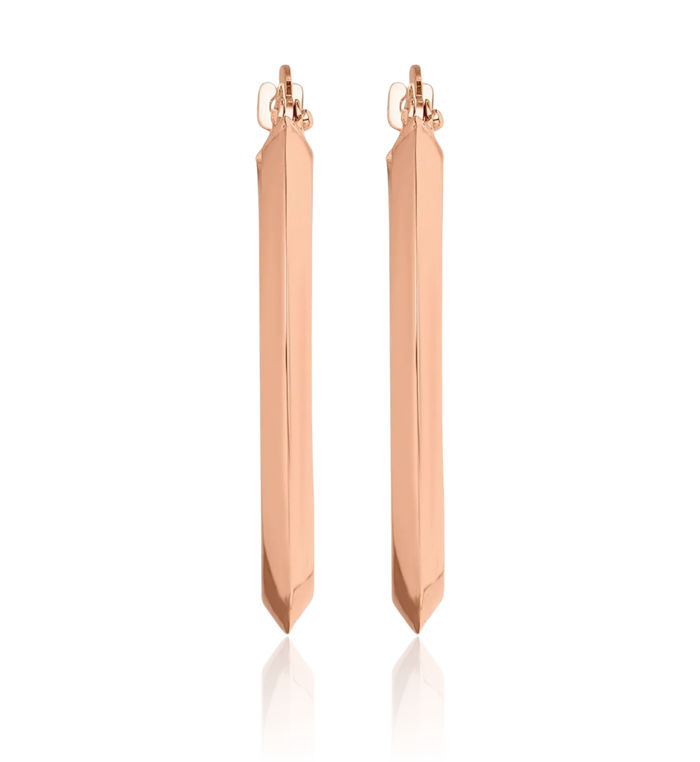 10K Solid Rose Pink Gold Round Medium Hoop Earrings