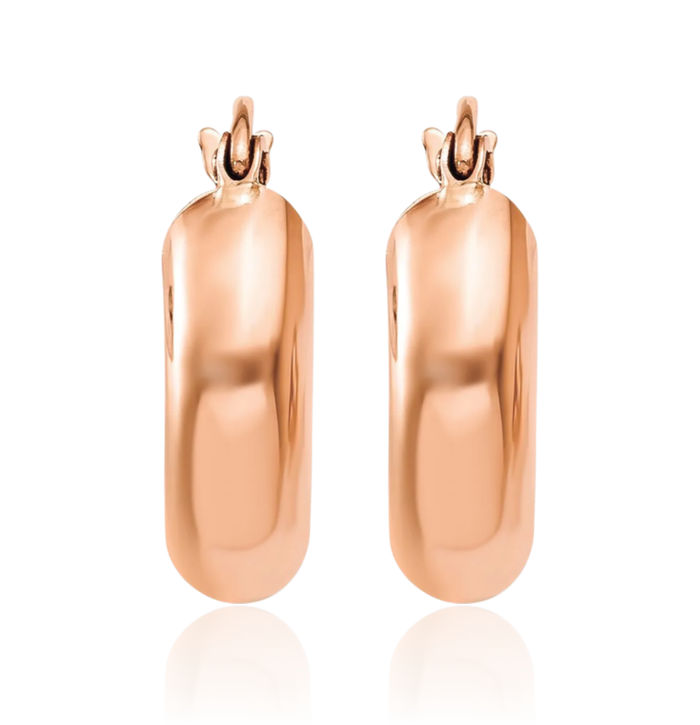 10K Solid Rose Pink Gold Round Small Hoop Earrings