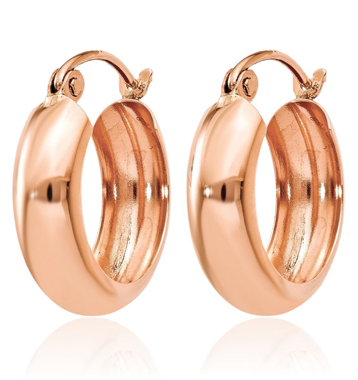 10K Solid Rose Pink Gold Round Small Hoop Earrings