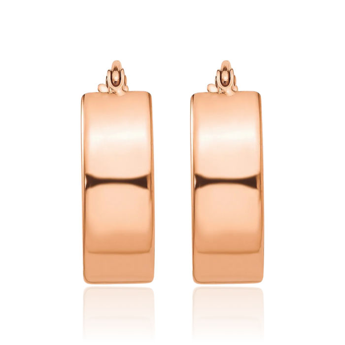 10K Solid Rose Pink Gold Round Small Hoop Earrings