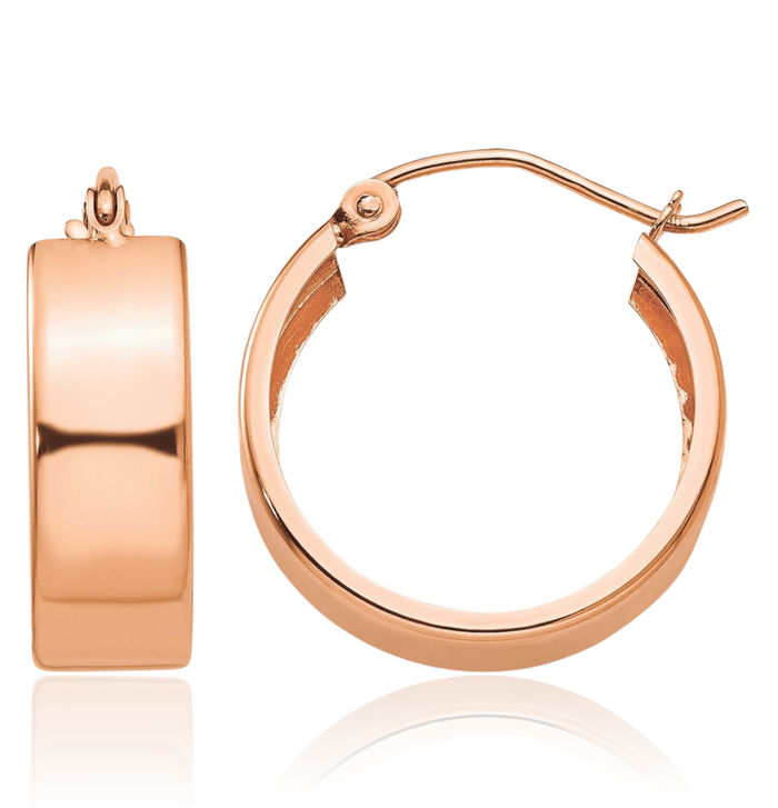 10K Solid Rose Pink Gold Round Small Hoop Earrings