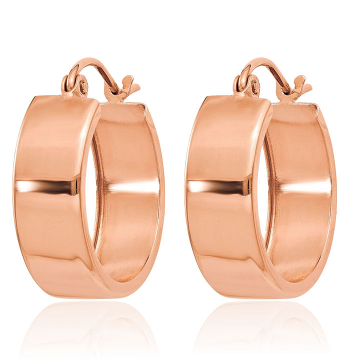 10K Solid Rose Pink Gold Round Small Hoop Earrings