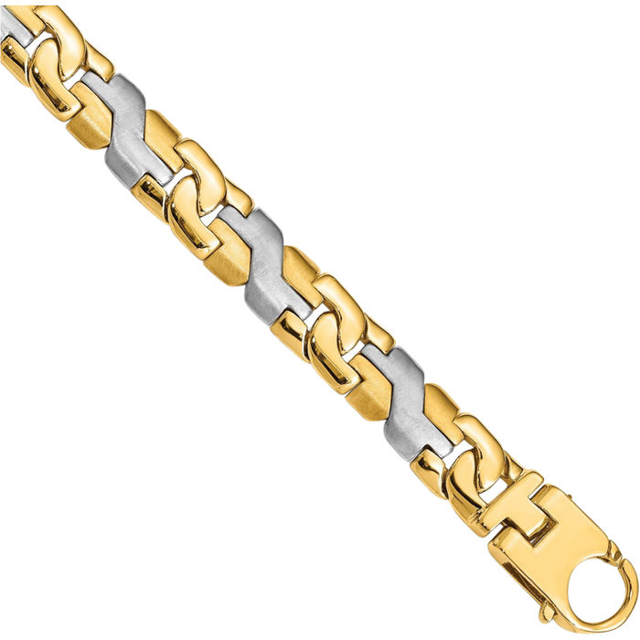 10K Solid Two Tone Gold 8.8mm Link Chain Bracelet