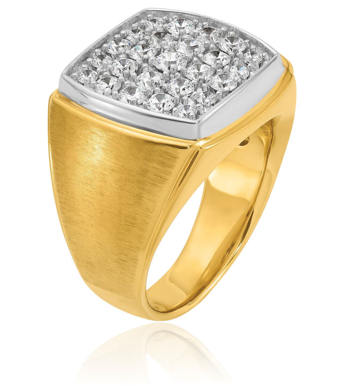 10K Solid Two Tone Gold Mens 1 Diamond Statement Ring