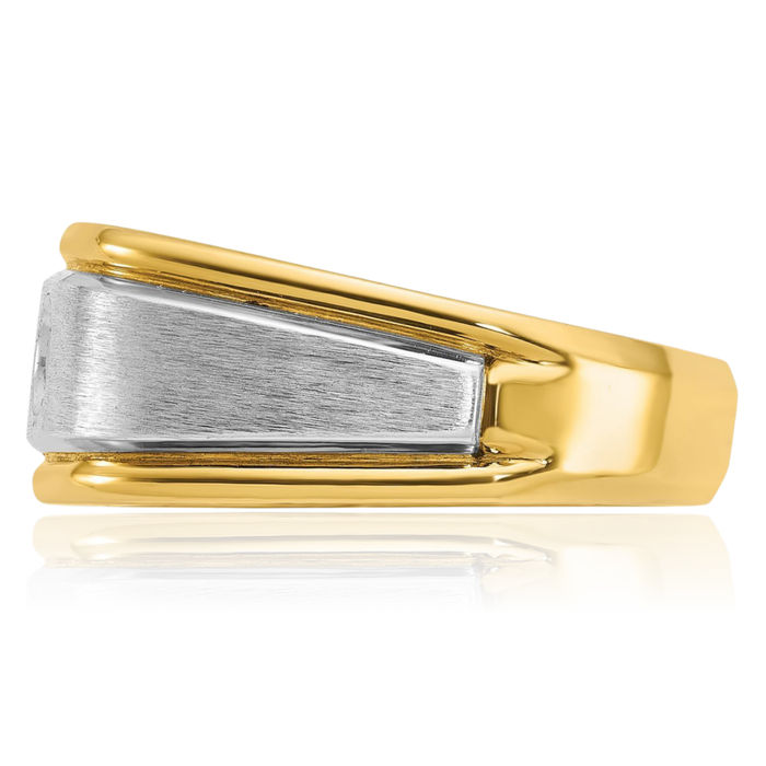 10K Solid Two Tone Gold Mens Diamond Statement Ring