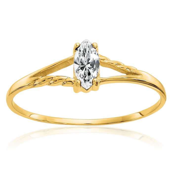 10K Solid Two Tone Yellow White Gold Topaz Ring Gemstone Band April Birthstone Jewelry