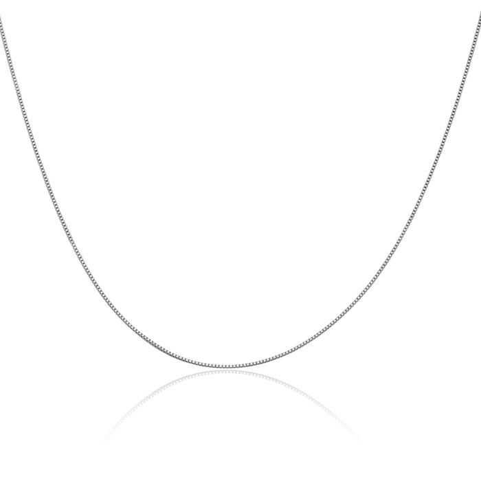 10K Solid White Gold 0.5mm Box Link Chain Necklace