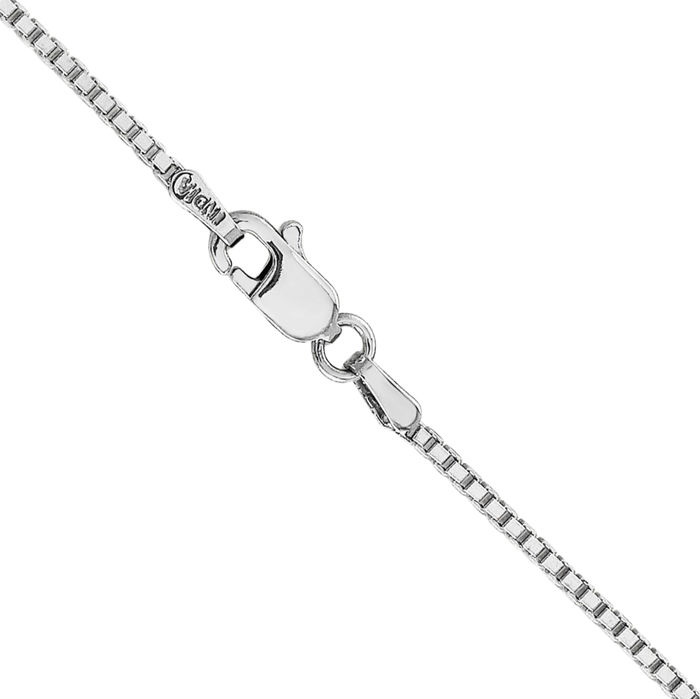 10K Solid White Gold 0.5mm Box Link Chain Necklace