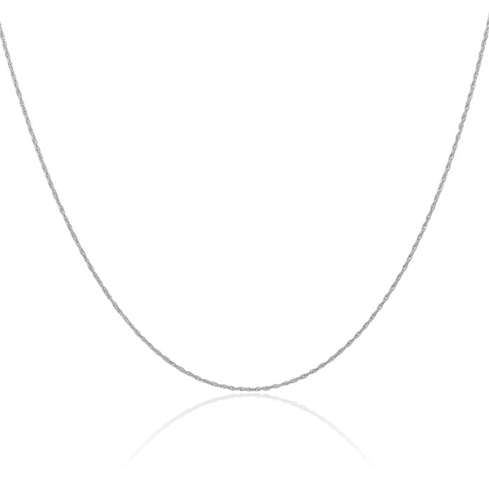 10K Solid White Gold 0.6mm Cable Rope Chain Twisted Link Necklace