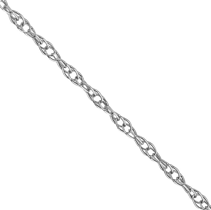 10K Solid White Gold 0.6mm Cable Rope Chain Twisted Link Necklace