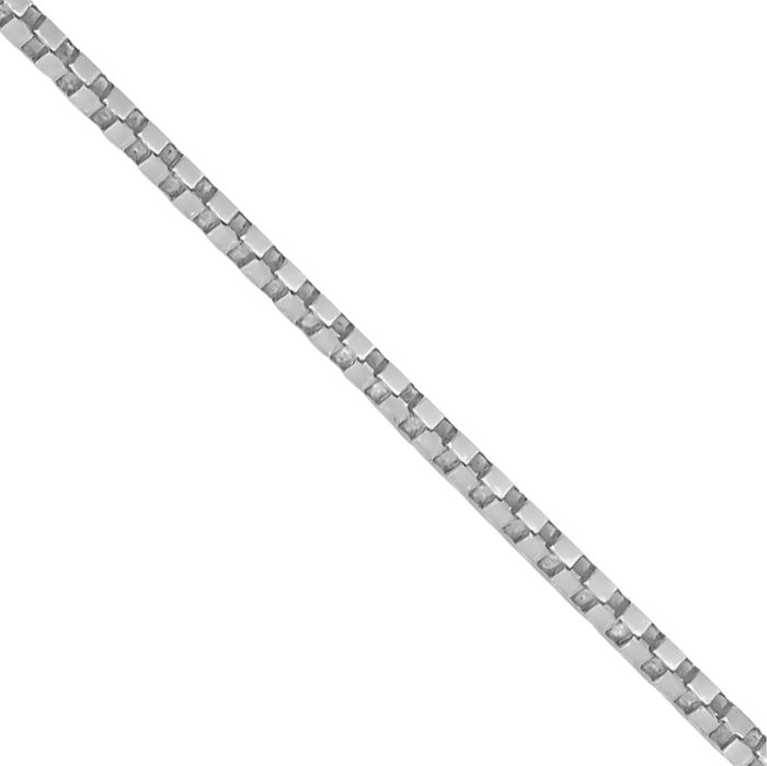 10K Solid White Gold 0.7mm Box Link Chain Necklace