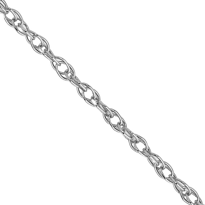 10K Solid White Gold 0.7mm Cable Rope Chain Twisted Link Necklace