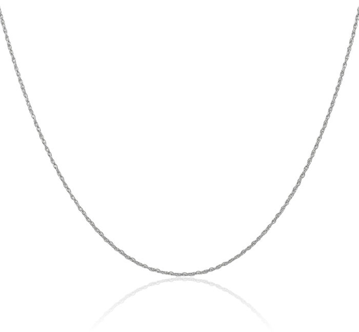 10K Solid White Gold 0.7mm Cable Rope Chain Twisted Link Necklace