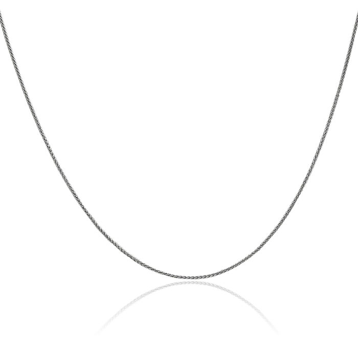 10K Solid White Gold 0.85mm Spiga Wheat Link Chain Necklace