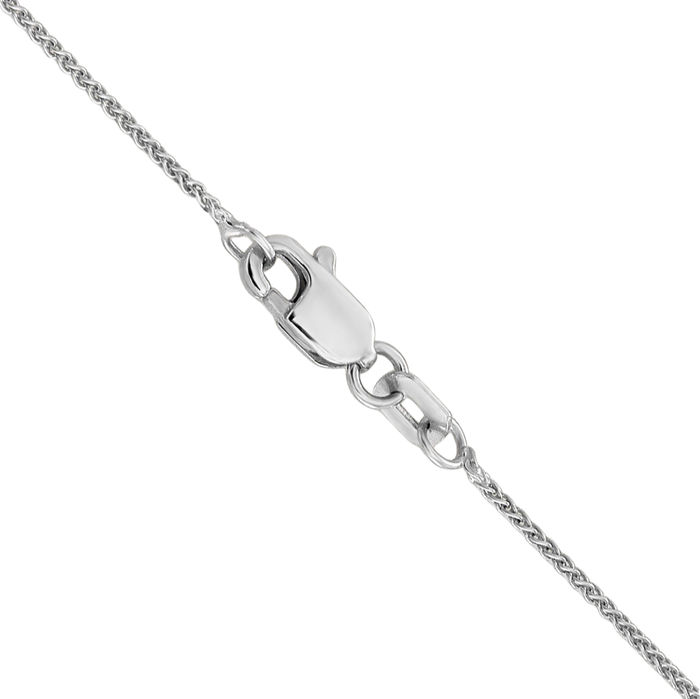 10K Solid White Gold 0.85mm Spiga Wheat Link Chain Necklace