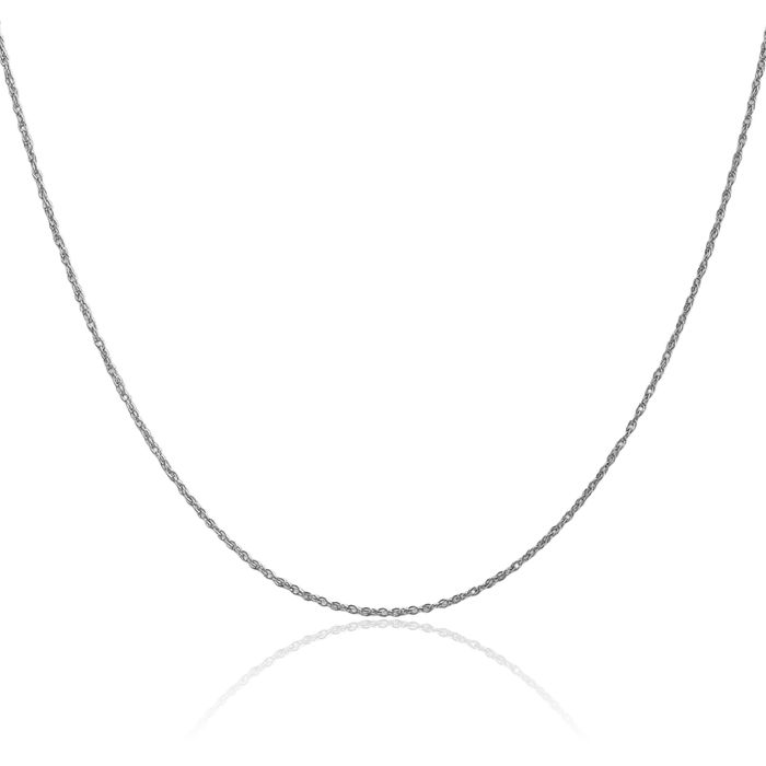 10K Solid White Gold 1.3mm Heavy Rope Chain Twisted Link Necklace