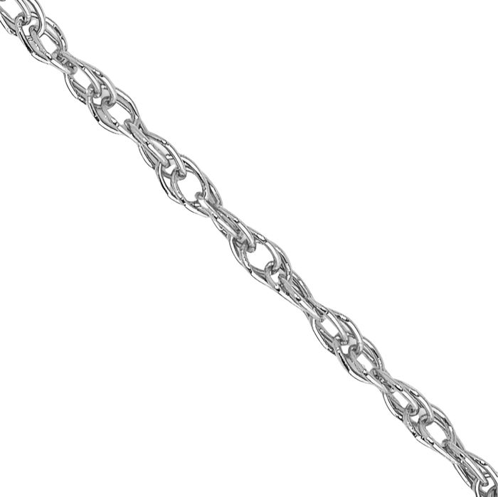 10K Solid White Gold 0.8mm Lite Rope Chain Twisted Link Necklace