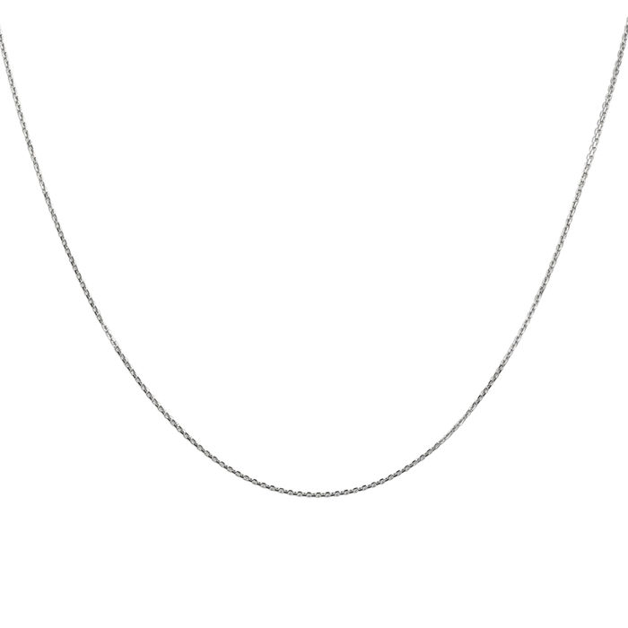 10K Solid White Gold 0.8mm Round Cable Rolo Link Chain Belcher Necklace