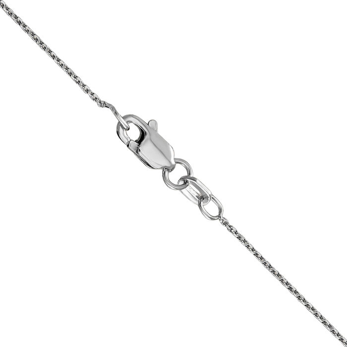 10K Solid White Gold 0.8mm Round Cable Rolo Link Chain Belcher Necklace