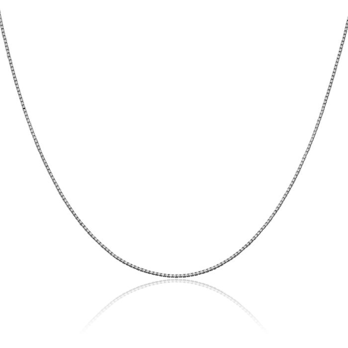 10K Solid White Gold 0.95mm Box Link Chain Necklace