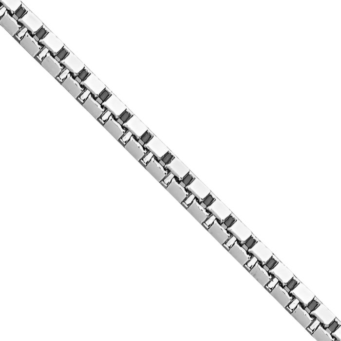 10K Solid White Gold 0.95mm Box Link Chain Necklace