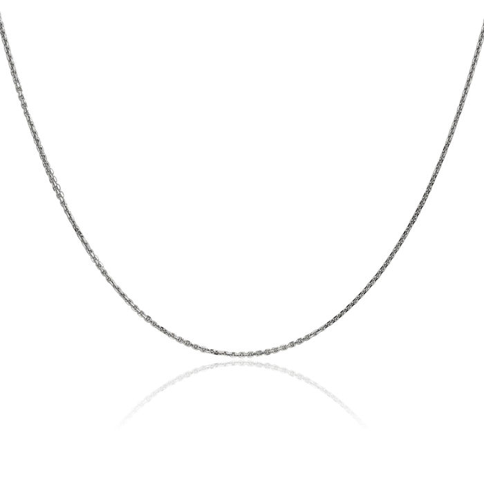 10K Solid White Gold 0.95mm Cable Rolo Link Chain Belcher Necklace