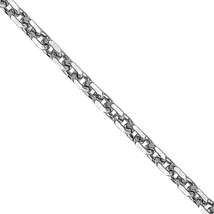 10K Solid White Gold 0.95mm Cable Rolo Link Chain Belcher Necklace