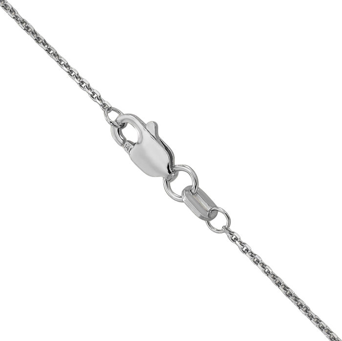 10K Solid White Gold 0.95mm Cable Rolo Link Chain Belcher Necklace