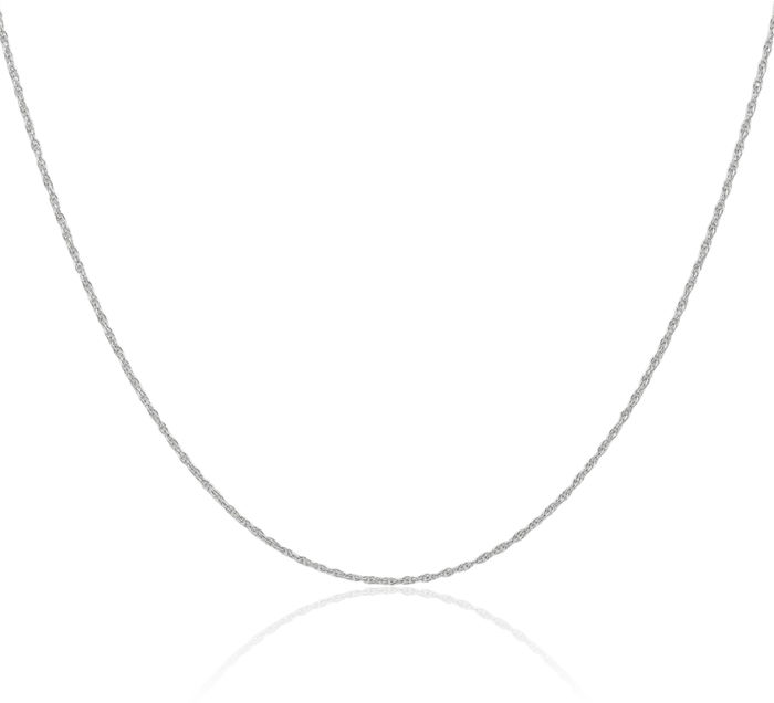 10K Solid White Gold 0.95mm Cable Rope Chain Twisted Link Necklace