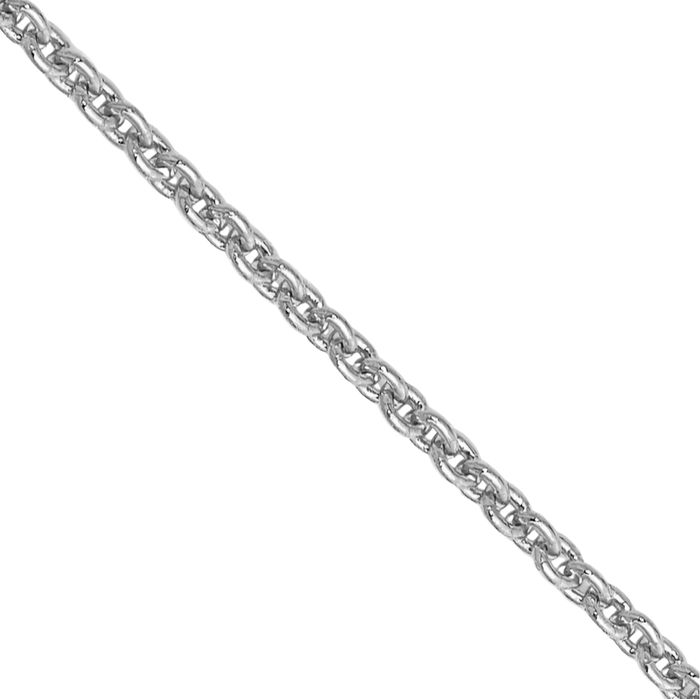 10K Solid White Gold 0.9mm Cable Rolo Link Chain Belcher Necklace