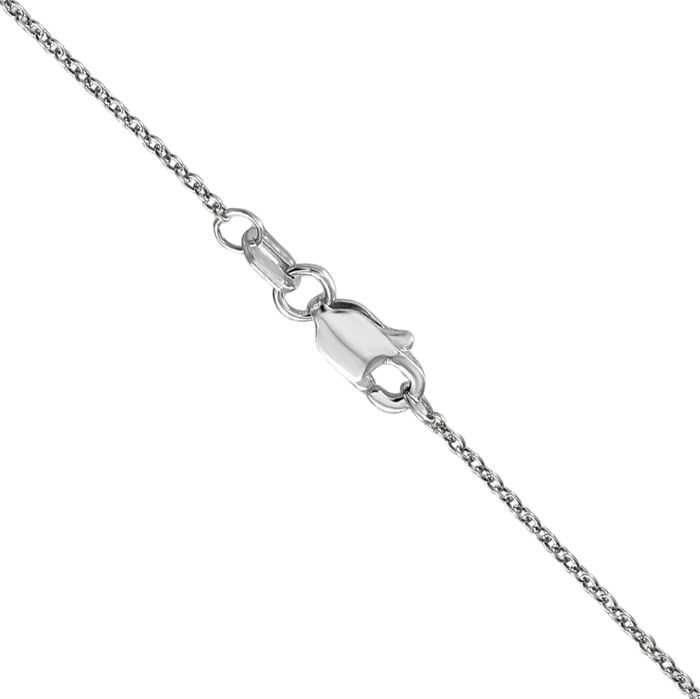 10K Solid White Gold 0.9mm Cable Rolo Link Chain Belcher Necklace