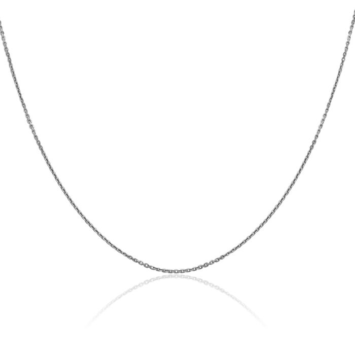 10K Solid White Gold 0.9mm Round Cable Rolo Link Chain Belcher Necklace