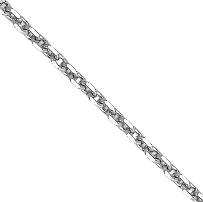 10K Solid White Gold 0.9mm Round Cable Rolo Link Chain Belcher Necklace