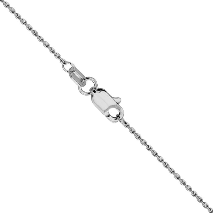 10K Solid White Gold 0.9mm Round Cable Rolo Link Chain Belcher Necklace