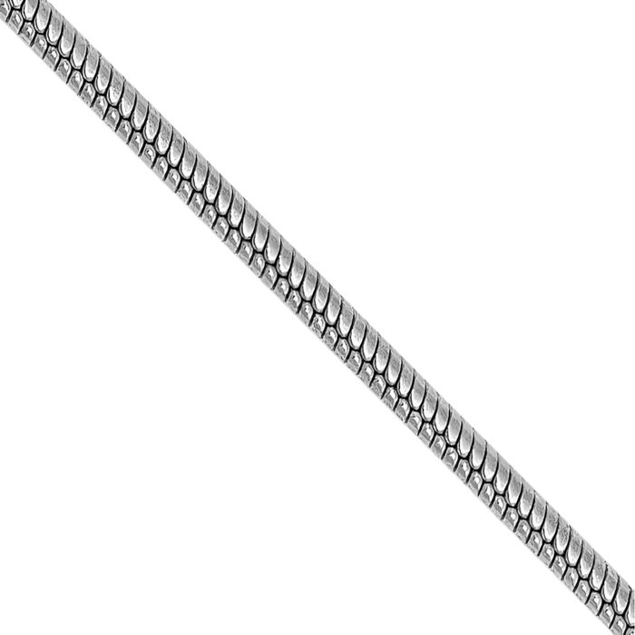 10K Solid White Gold 0.9mm Round Cubetto Omega Snake Chain Herringbone Necklace