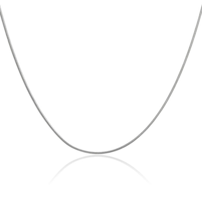 10K Solid White Gold 0.9mm Round Cubetto Omega Snake Chain Herringbone Necklace