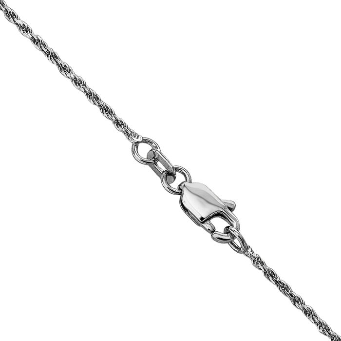 10K Solid White Gold 1.15mm Rope Chain Twisted Link Necklace