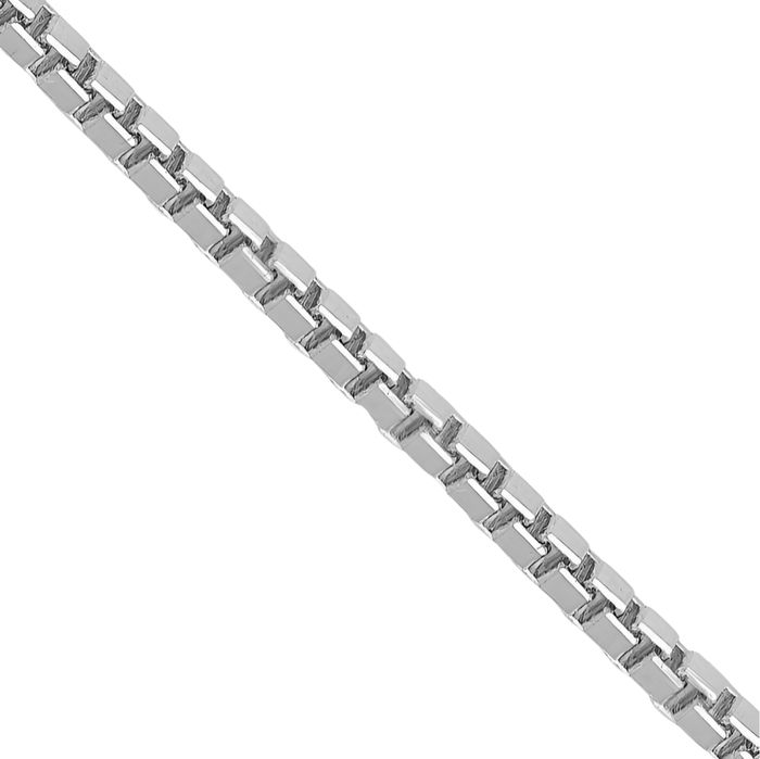 10K Solid White Gold 1.1mm Box Link Chain Necklace