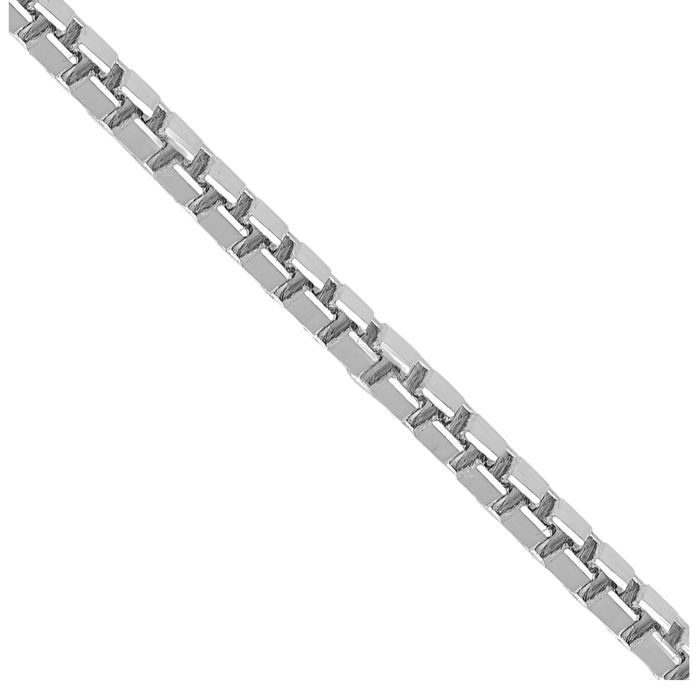 10K Solid White Gold 1.25mm Box Link Chain Necklace