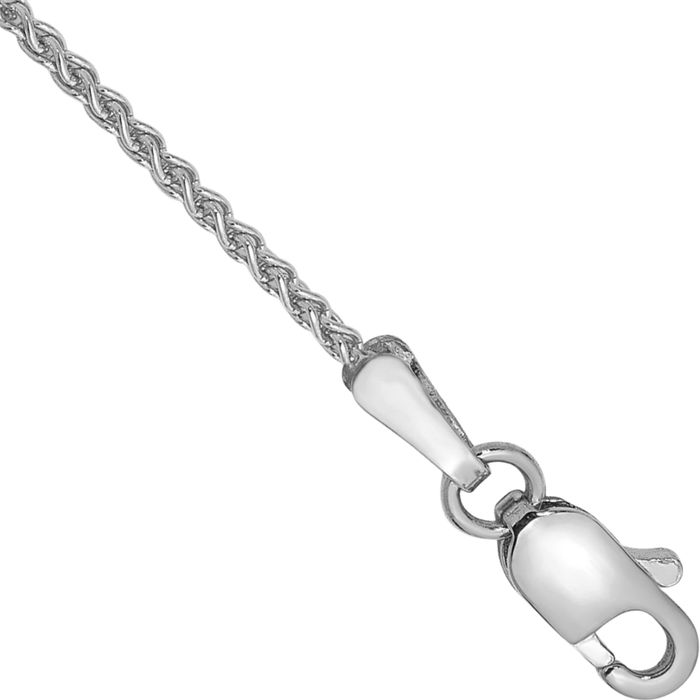 10K Solid White Gold 1.25mm Spiga Wheat Link Chain Anklet Summer Beach Foot Ankle Bracelet