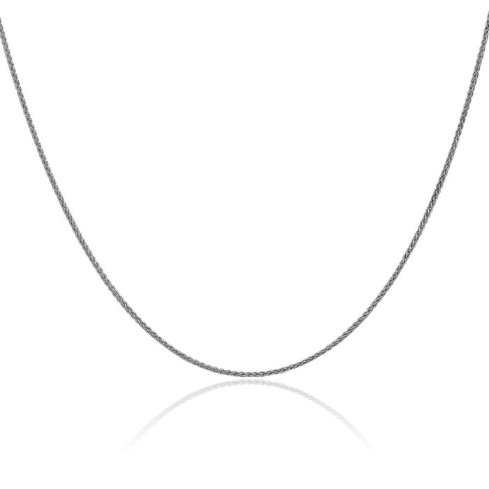 10K Solid White Gold 1.25mm Spiga Wheat Link Chain Necklace