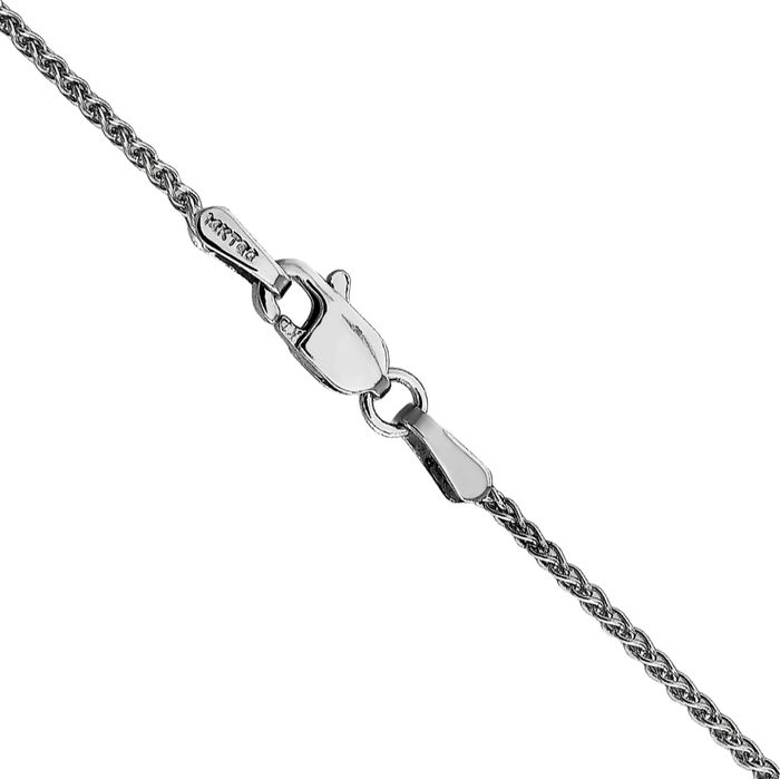 10K Solid White Gold 1.25mm Spiga Wheat Link Chain Necklace