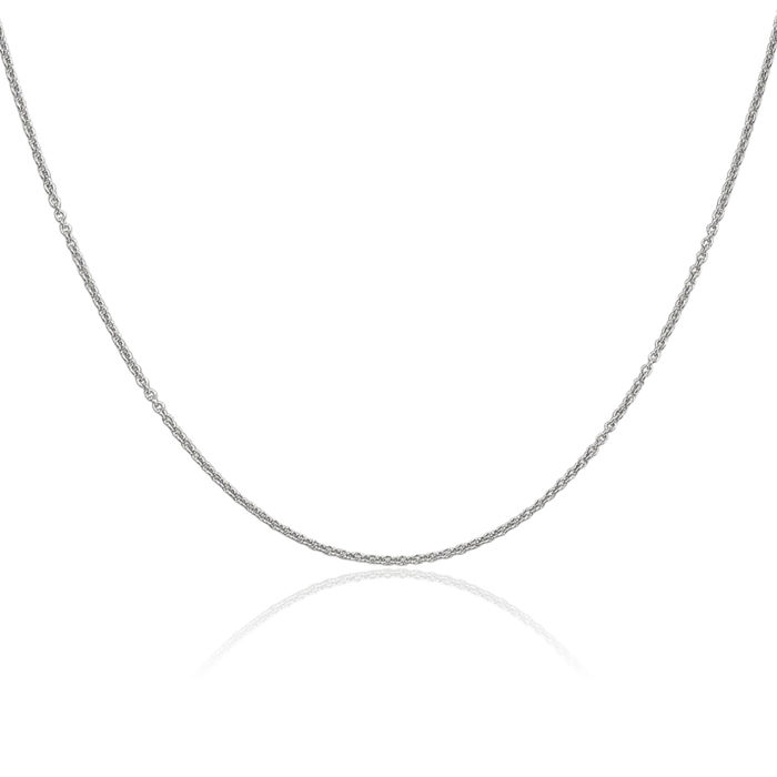 10K Solid White Gold 1.2mm Cable Rolo Link Chain Belcher Necklace