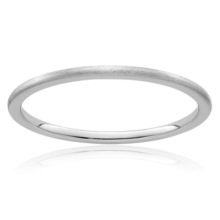 10K Solid White Gold 1.2mm Half Round Stacking Plain Classic Wedding Band Statement Ring
