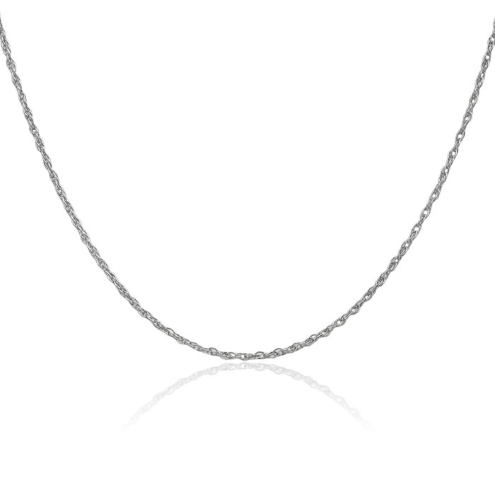 10K Solid White Gold 1.3mm Heavy Rope Chain Twisted Link Necklace