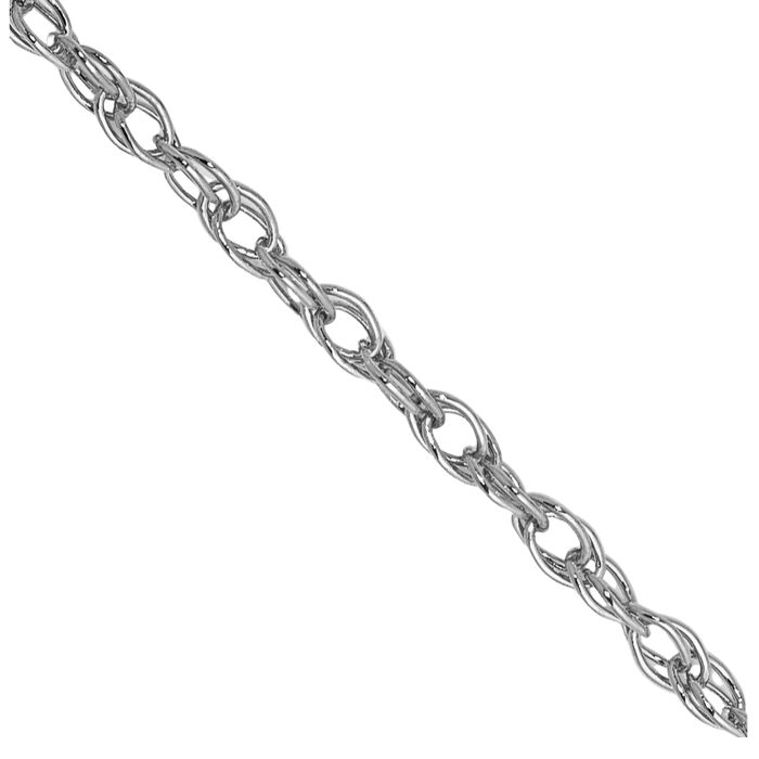 10K Solid White Gold 1.3mm Heavy Rope Chain Twisted Link Necklace