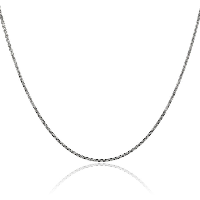 10K Solid White Gold 1.45mm Cable Rolo Link Chain Belcher Necklace